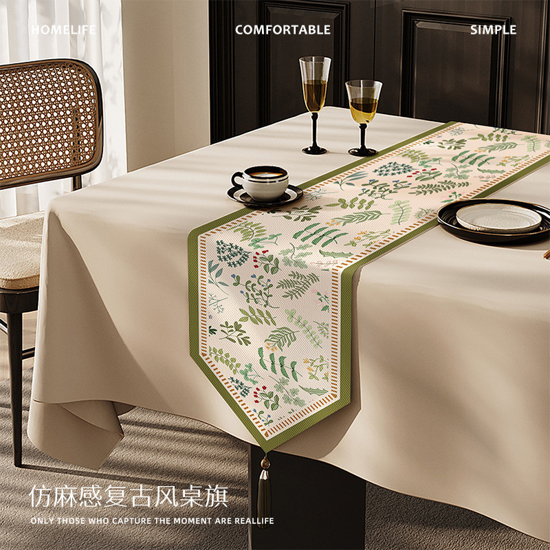 khăn trải bàn dài table runner giả lanh decor bàn ăn đám cưới lễ hội phong cách mỹ sang trọng tinh tế trang trí nội thất