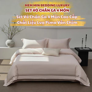 Bộ vỏ chăn ga gối 4 món chất liệu Lụa Pima vân chìm Memminbedding toát vẻ dáng thượng lưu, đẳng cấp và tinh tế