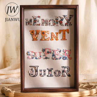 JIANWU Bảng Chữ Cái Dệt Series Vintage Hoa Thêu Số Vật Liệu Phong Cảnh Cắt Dán Sáng Tạo Tạp Chí Văn Phòng Phẩm