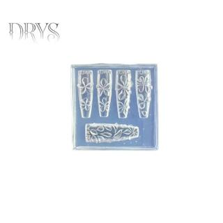 (TFT) 3D Silicone Hoa Móng Tay Nghệ Thuật Khắc Khuôn Acrylic Hibiscus Hoa Năm Chân DIY Móng Tay Nghệ Thuật Trang Trí Trong Suốt Mẫu MỚI
