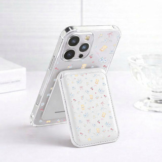 Ốp Ví Họa Tiết Gấu Hoa Xanh Có Chân Đế Tương Thích iPhone 11 12 Pro Max 12 13 14 15 Pro Max 14 Pro Max 15 Pro 16 Pro Max 17 17 Air 17 Pro Max Vỏ