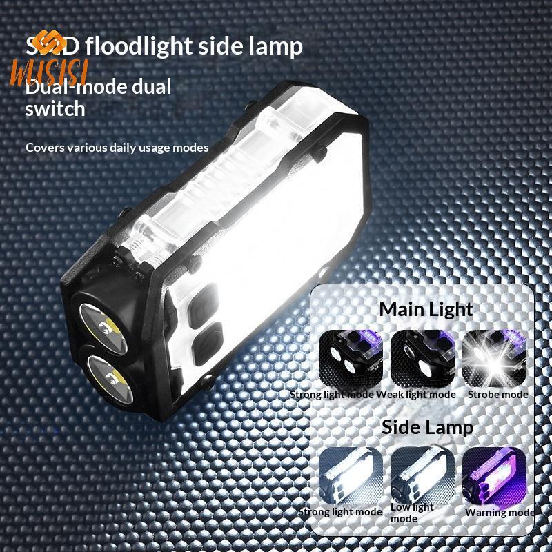 [WUSISI] Đèn móc khóa Mini cầm tay LED chống mất Đèn pin sáng cao Nguồn sáng kép Cắm trại ngoài trời Dụng cụ câu cá Đèn pin MỚI