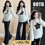 Mùa Xuân Phong Cách Mới Phiên Bản Hàn Quốc Thời Trang Mỏng Hơn Nhìn Xếp Ly Ngôi Sao Rời Áo Thun Giảm Tuổi Bộ Đồ Bà Bầu Hai Mảnh Mặc 92GG — ảnh 1