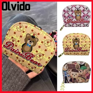Ví OLVIDO, Hộp đựng thẻ gấu nhỏ dung tích lớn, Khe cắm nhiều thẻ tích hợp đa chức năng Ví đựng tiền xu kiểu ngắn dành cho nữ