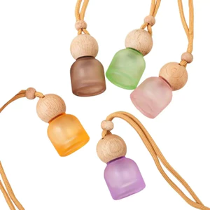 Xe Treo Chai Nước Hoa Nhiều Màu Sắc Mờ Rỗng Chai Thủy Tinh Hương Liệu Dầu Khuếch Tán Chai Xe Mặt Dây Chuyền Làm Mát Không Khí Hộp Đựng Trang Trí Nội Thất Ô Tô Trang Trí