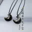 Dây chuyền bạc obsidian mặt trăng lưỡi liềm, thiết kế dễ thương và hiện đại