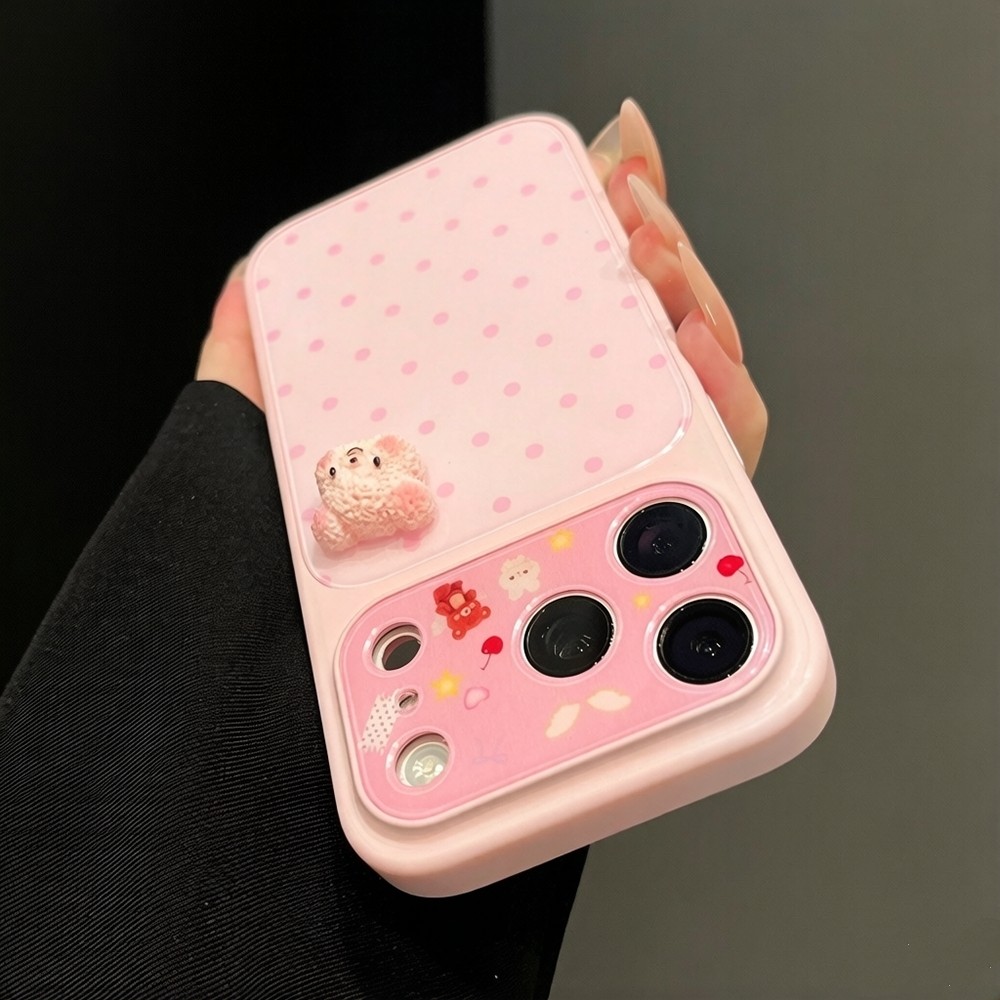 Ốp Điện Thoại Acrylic 3D Dog Dot Dâu Mèo Cho iPhone 17 Pro Max 16 15 14 13 Vỏ Bảo Vệ Chống Sốc