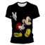 Áo Thun Unisex Cổ Tròn Tay Ngắn Hình Chuột Mickey 3D