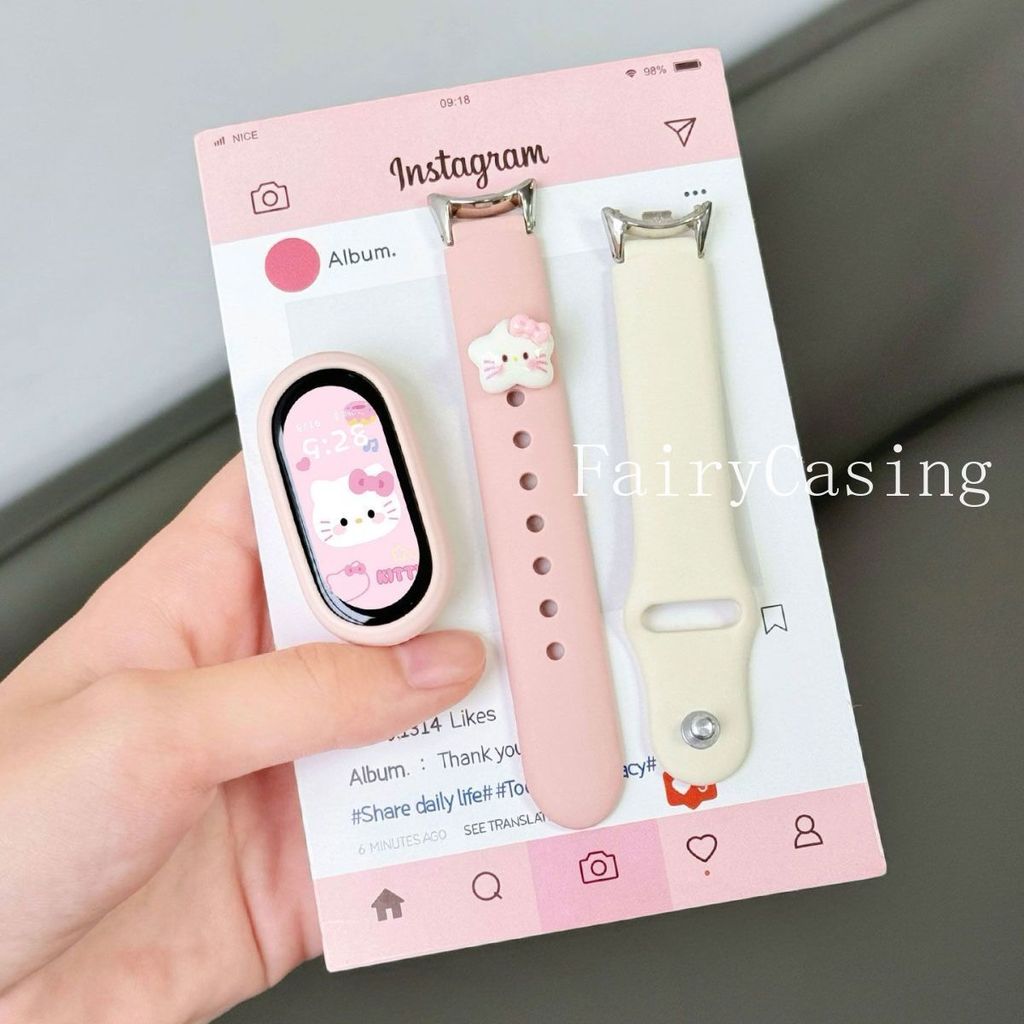 Dây đeo cổ tay hoạt hình cho Xiaomi Mi Band 10 9 8 Dây đeo cổ tay Vòng đeo tay có thể thay thế cho Mi Band 10Ceramic Phiên bản Watchband