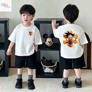 (Từ 1-12 tuổi) Áo thun ngắn tay trẻ em in hình hoạt hình Dragon Ball, áo cổ tròn cho bé trai.