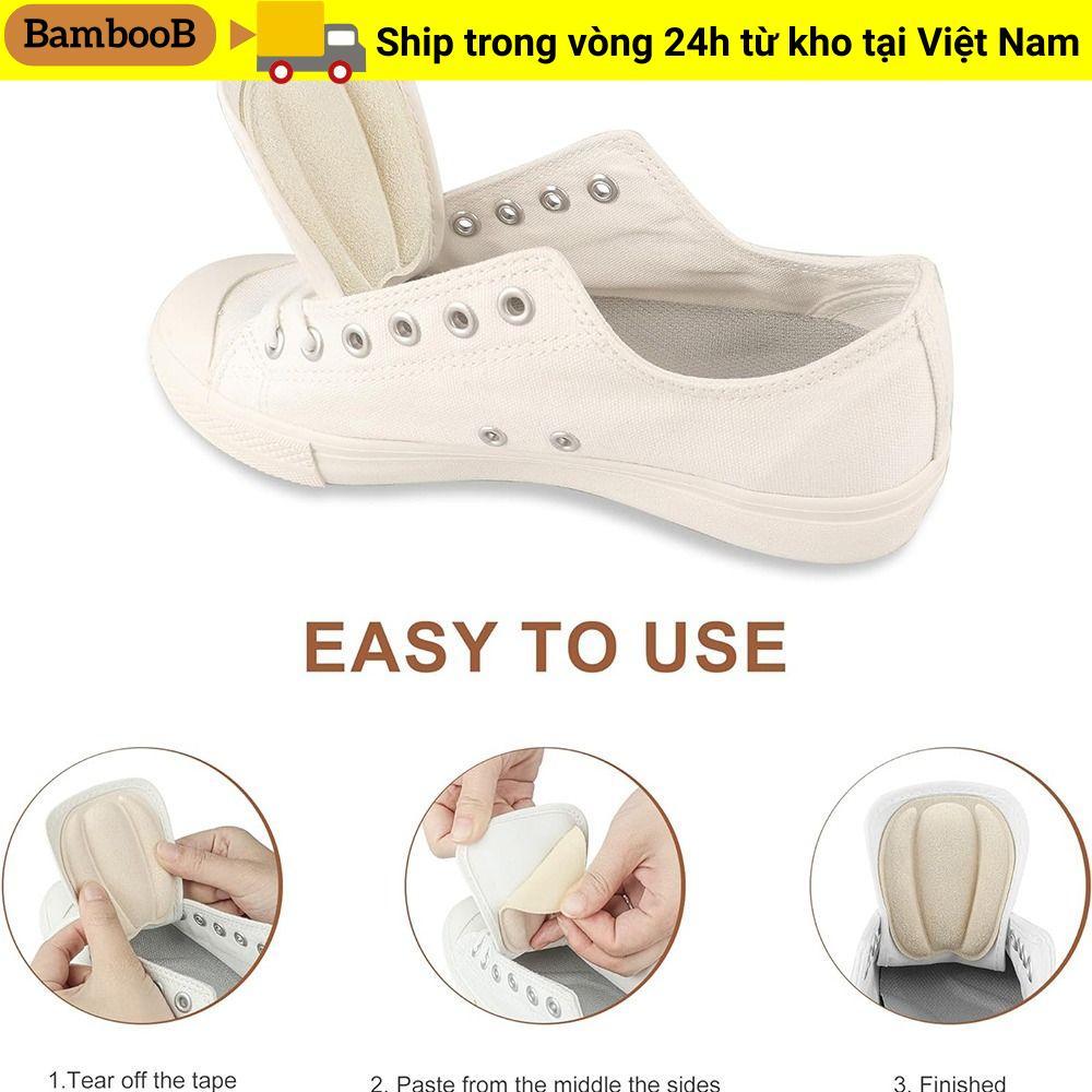 Miếng đệm lưỡi BAMBOOB, Miếng đệm lưỡi giày mềm chống trượt, Miếng đệm gót chân thoáng khí giảm kích thước