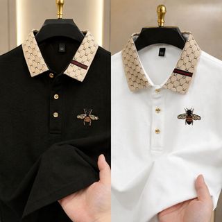 Áo polo nam hai màu cổ dệt thêu ong sắc nét sao, chất liệu dệt kim độc đáo, phong cách basic ấn tượng.