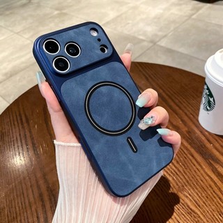 Ốp Điện Thoại Từ Tính Da Lộn Sang Trọng Thích Hợp Ốp Lưng Cho iPhone 13 14 15 16 17 Pro Max Retroism Vỏ Chống Sốc