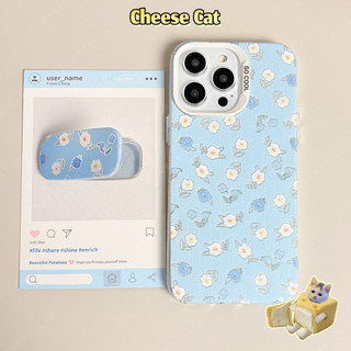 hoa màu vàng xanh Ốp Lưng Cho iPhone 13 14 15 12 11 16 17 Pro Max 16E Xs Max XR 7Plus Vỏ Điện Thoại Có Chân Đế Gương