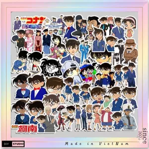 Bộ 100 sticker thám tử lừng danh Conan. trang trí ly nước mũ bảo hiểm điện thoại ly nước ipad laptop