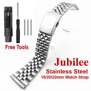 Dây đeo đồng hồ bằng thép không gỉ Jubilee 18mm 20mm 22mm cho SEIKO Diver Lặn SKX007 SNX Vòng đeo tay đồng hồ nam nữ thay thế Kim loại Bạc 5 hạt Dây đeo đồng hồ