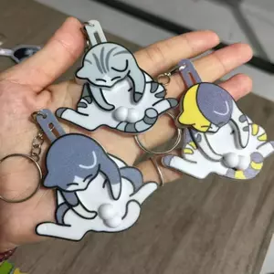 Sáng Tạo Kéo Chơi Trứng Mèo Móc Khóa Fidget Đồ Chơi Vui Nhộn Xoay Acrylic Túi Mặt Dây Chuyền Cho Trẻ Em Quà Tặng