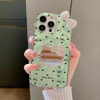 Ốp Gương Kim Cương 3D Hello Kitty Cho Redmi 13X Note 14 13 Pro Plus 14 13 12 11 Pro 11S Redmi 14C 13C 12 13 Cô Gái 3D Nơ Điểm Tình Yêu Nước Ripple Vỏ Điện Thoại