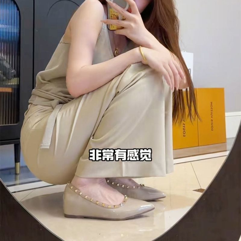 【✨Spot】Giày bệt nữ Màu nude Thanh lịch Phong cách Pháp Mũi nhọn Đế êm Đế nâng cao 3.5cm Giày nữ