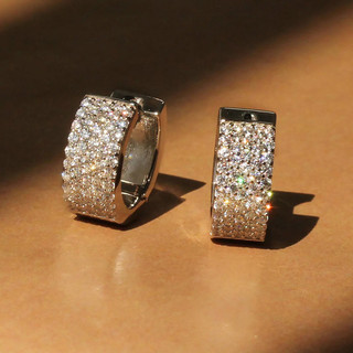 Vòng bông tai bạc sterling S925 và zircon, trang sức thời trang đơn giản, quà tặng nữ