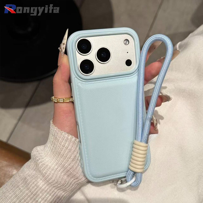 Ốp Điện Thoại Da PU Ốp Lưng Cho Honor 300 200 100 Pro 90 Lite 80 70 Magic 8 7 Pro 6 Lite Vỏ Màu Kẹo Dễ Thương Đơn Giản Lớn Lên Mặt Sau Mềm Có Dây Tay