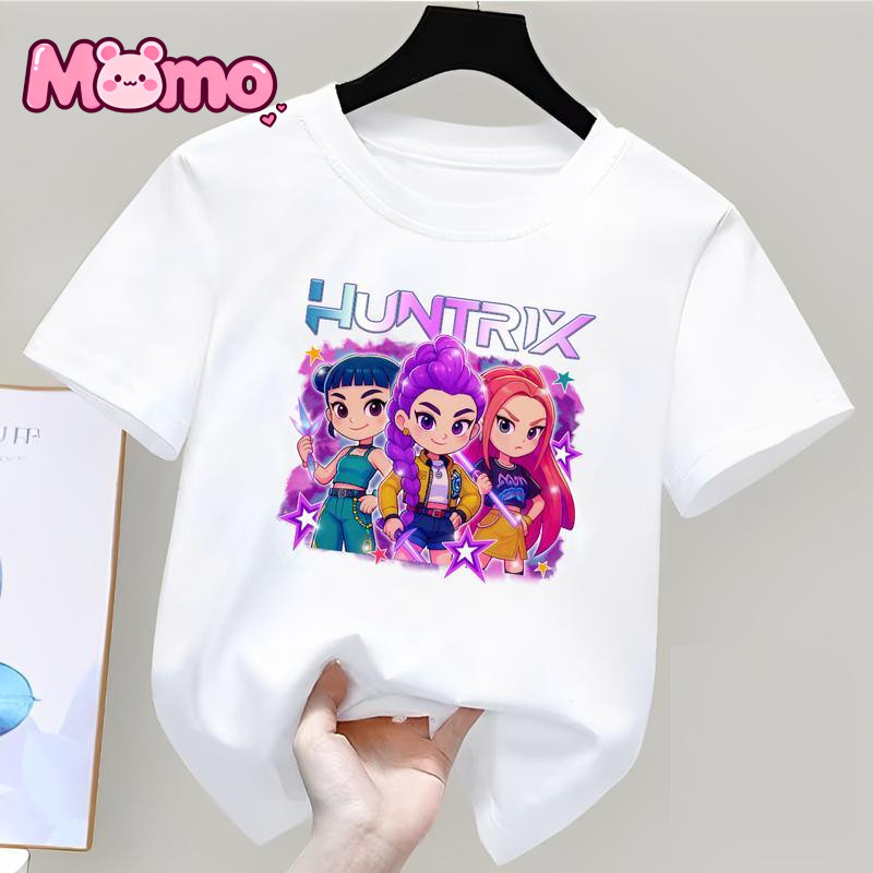 Kpop Demon Hunters Anime Họa Tiết In Hình Bé Trai Và Bé Gái Cùng Phong Cách Cổ Tròn Đa Năng Tay Ngắn Áo Thun Trẻ Em Top