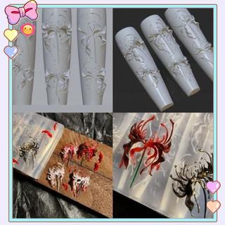 [beautifulhome] 3D Lycoris Radiata Flower Silicone Nails Art Mold Khuôn khắc móng tay trong suốt DIY Red Lily Họa tiết hoa khuôn [làm đẹp]