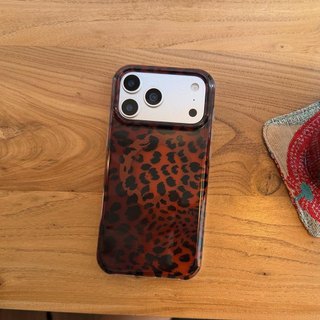 Ốp lưng cứng Tương thích với iPhone 13 14 14Pro 14ProMax 15 15Pro 15ProMax 16 16Pro 16ProMax 17 17Pro 17ProMax Vỏ nam châm họa tiết in họa tiết da báo màu nâu đen