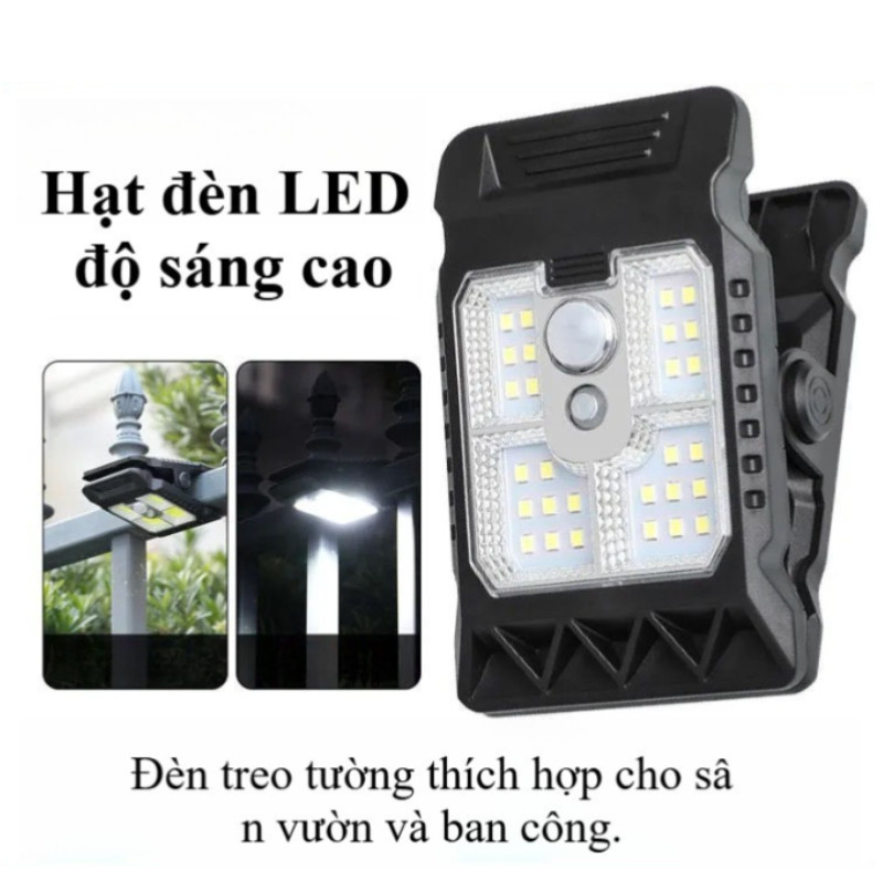 Đèn Kẹp Năng Lượng Mặt Trời Cảm Biến Chuyển Động, Đèn Led 3 Chế Độ Siêu Sáng Pin Trâu, Chống Nước IP65