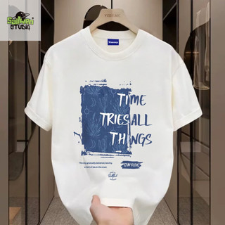 Áo thun nam tay ngắn in một mặt kiểu Anh thời trang, dáng rộng, thoải mái, phong cách thể thao.