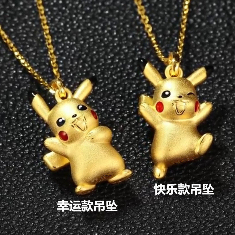 Mờ May Mắn Pikachu Vòng Cổ Hợp Thời Trang Nam Nữ Búp Bê Dễ Thương Pokémon Cát Vàng Xương Đòn Dây Xích