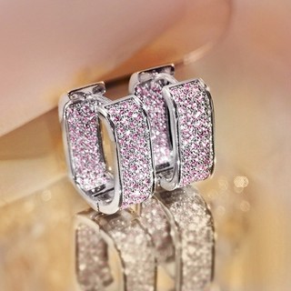 Vòng bông tai bạc sterling s925 zircon, quà tặng nữ đơn giản và sang trọng