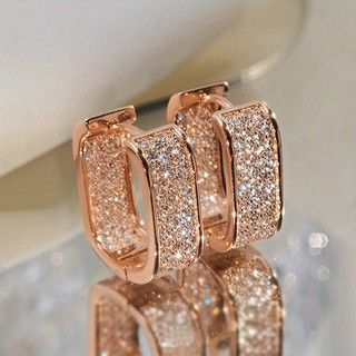 Vòng bông tai bạc sterling s925 zircon, quà tặng nữ đơn giản và sang trọng