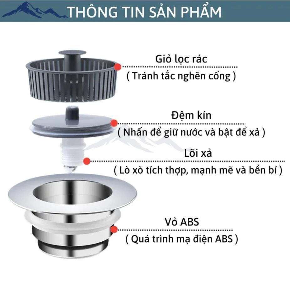 [3 IN 1] Bộ Lọc Rác Bồn Rửa Bát Có Giỏ Lọc Thức Ăn Thừa, Tích Hợp Nút Chặn Thoát Nước, Ngăn Mùi Hôi, Ngăn Chặn Tắc Nghẽn