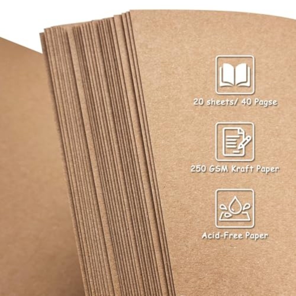 Album Sổ Lưu Niệm SMILE, Album Ảnh 8x8 inch 40 Trang, Giấy Kraft Lay-Flat Thiết Kế Album Bìa Cứng Kỷ Niệm Du Lịch