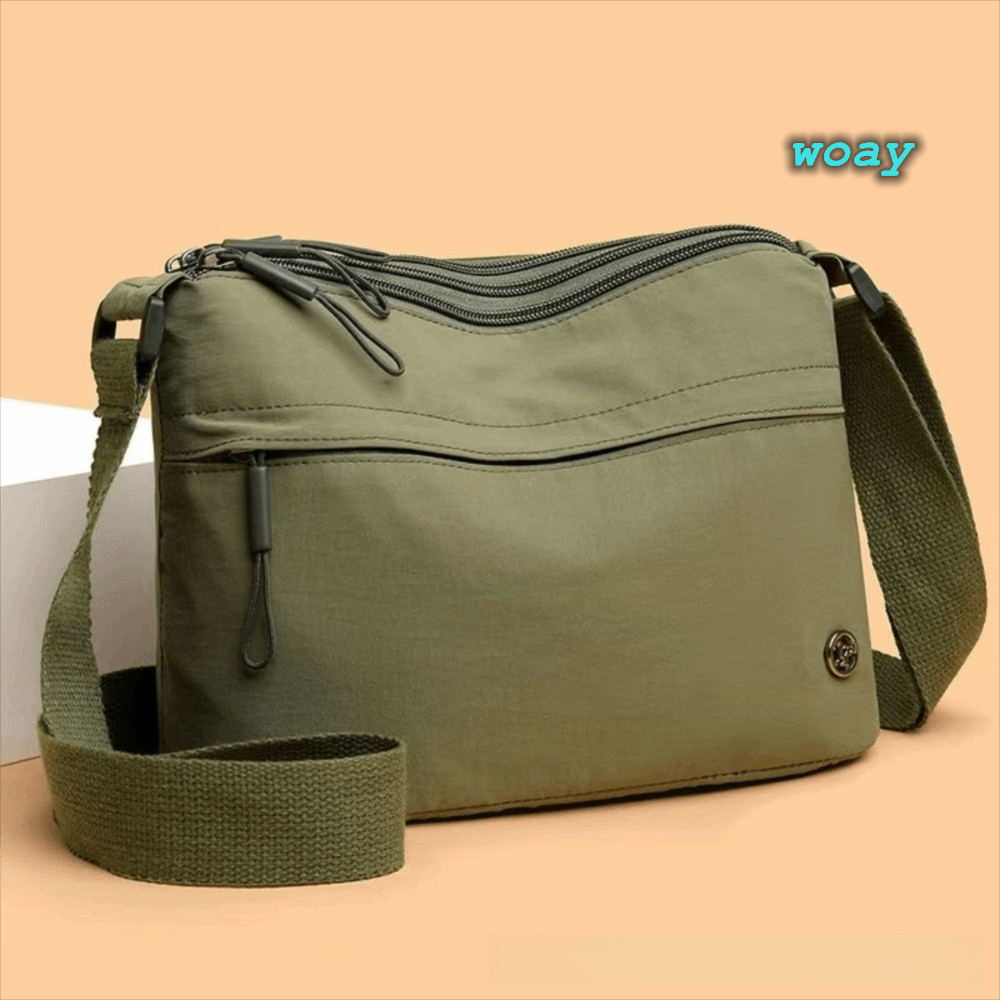 Túi đeo vai WOAY, Túi đeo chéo Nylon dung tích lớn, Dây kéo siêu nhẹ có thể điều chỉnh Dây đeo rộng Túi xách nữ dành cho nữ