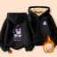 Kuromi Winter Kids Zip Áo Hoodie lông cừu lót hoạt hình Áo khoác có mũ trùm đầu mềm mại cho trường học và ngoài trời