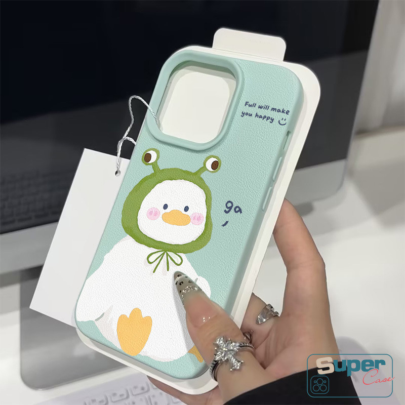 Ốp Lưng Tương Thích Cho IPhone 17 13 15 16 11 14 12 Pro Max XR 13 15 14 17 16 Pro 15 16 14 Plus X XS Max Hoạt Hình Thời Trang Vịt Dễ Thương Nơ Họa Tiết Da Da Cảm Thấy Bao