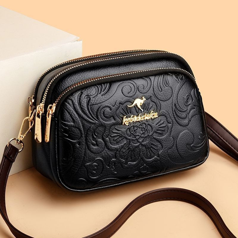 Authentic Women's Shoulder Bag New Women's Bag High-end Brand Women's Bag Embossed Ethnic Style Crossbody Bag Phone Mom Shoulder Versatile Middle-aged Women-&**