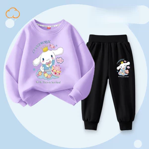 Trẻ em Cinnamoroll Hoạt Hình Áo Bộ Quần Nhẹ Tay Dài Top Trang Phục Hai Mảnh