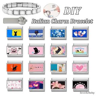 Vòng tay DIY 9mm thép không gỉ với thiết kế mèo, chó và thỏ dễ thương