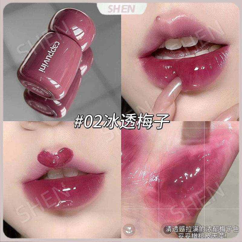 CAPPUVINI Chubby Ding Lip Glaze Matte Mirror Hai Bề Mặt Mượt Tinh Tế Giả Hình Mặt Màu