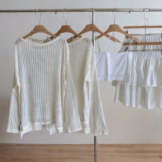 Bộ Áo khoác lưới kiểu Hàn Quốc, chân váy và áo camisole nhỏ nữ tính ngọt ngào cho Nữ mùa Hè