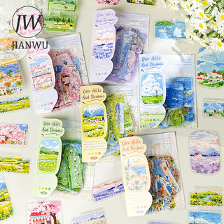 JIANWUWalked Xuyên Núi Series Hoa Vintage Cỏ Phong Cảnh Chất Liệu Cắt Dán PET Nhãn Dán Sáng Tạo Tạp Chí Văn Phòng Phẩm