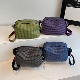 Túi vải Nylon được kiểm tra Túi nhỏ 2026 Túi thể thao thời trang giản dị phù hợp cho nam nữ Túi đeo vai nhẹ 4.6