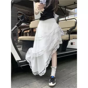 Váy ren trắng Váy dài không đều