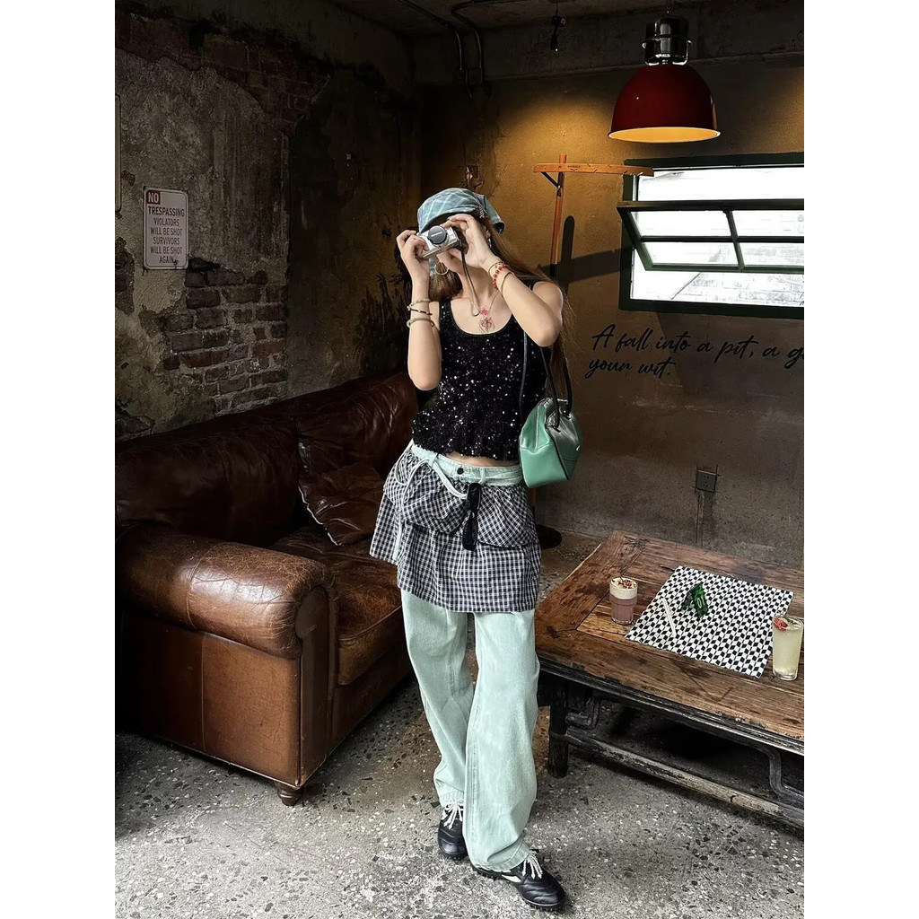Milyfashion Ba Lê Phong Cách Hai Lớp Kiểm Tra Bốn Mùa Fart Rèm Váy Váy Ngắn Thu Đông Bánh Váy Chữ a Lớp Chúng Tôi