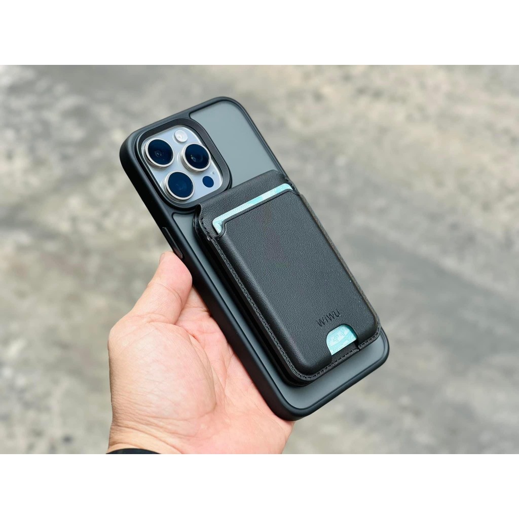 [Chính Hãng] Ví Da Đựng Thẻ Từ Tính WIWU Mag Wallet Pro MW-003 Kèm Giá Đỡ Điện Thoại Gập Gọn Cho iPhone Samsung