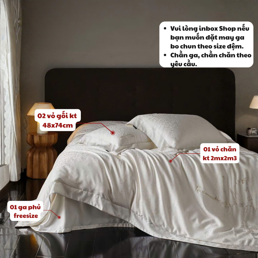 (L426421) Bộ vỏ chăn ga gối 4 món chất liệu Lenzing Tencel cao cấp  Memminbedding với tông màu basic và tôn lên vẻ tinh