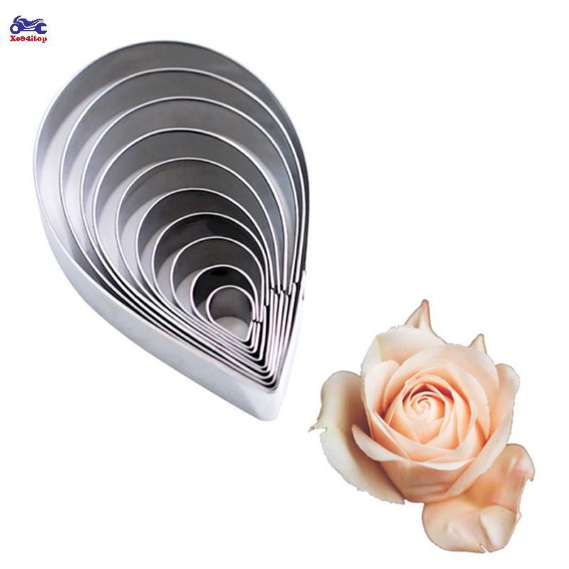 XOITOP 7 cái/bộ khuôn cắt bánh quy thép không gỉ hình cánh hoa hồng Sugarcraft dụng cụ làm bánh VN